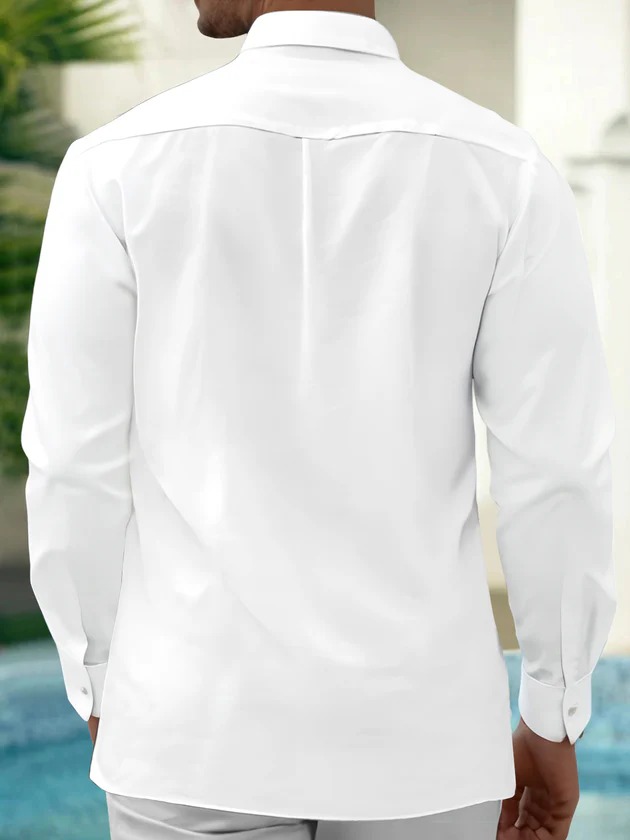 Cat Print Men's Pocket Long Sleeve Shirts